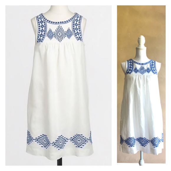 EUC✨J.Crew Linen Blend Embroidered Dress - Picture 3 of 13